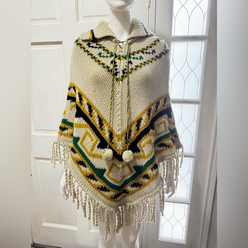 Unbranded Rare Hand Embroidered Vintage Boho Fringe Poncho
